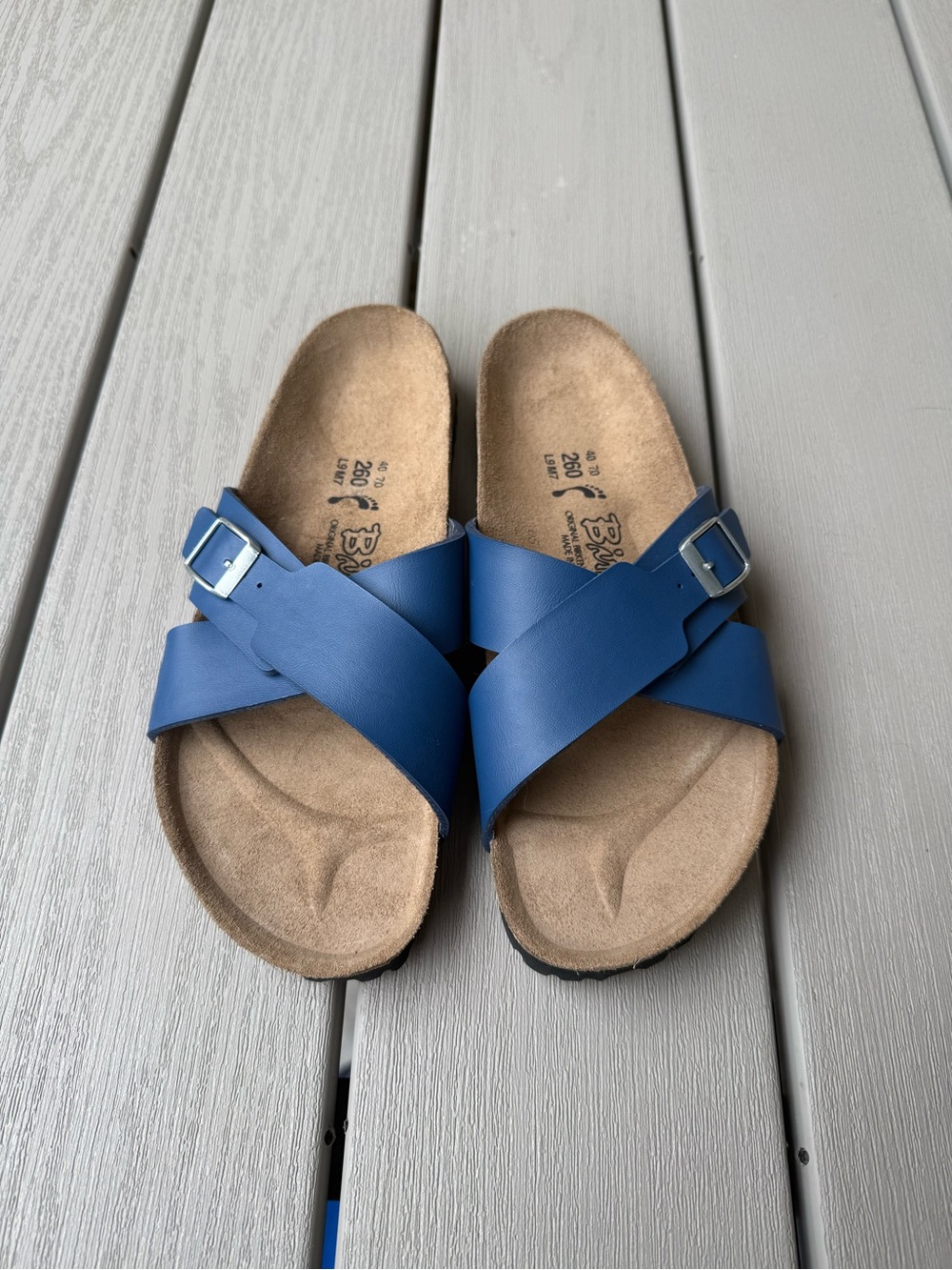 Birki’s by Birkenstock Blue Cross Strap Sandals EU 40 US 9–9.5 NWOT